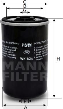 Mann-Filter WK 824 - Yanacaq filtri www.furqanavto.az