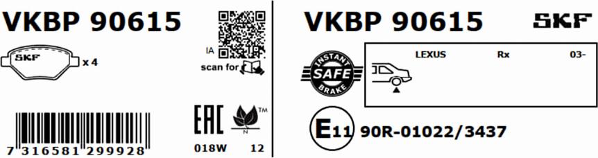 SKF VKBP 90615 - Əyləc altlığı dəsti, əyləc diski www.furqanavto.az